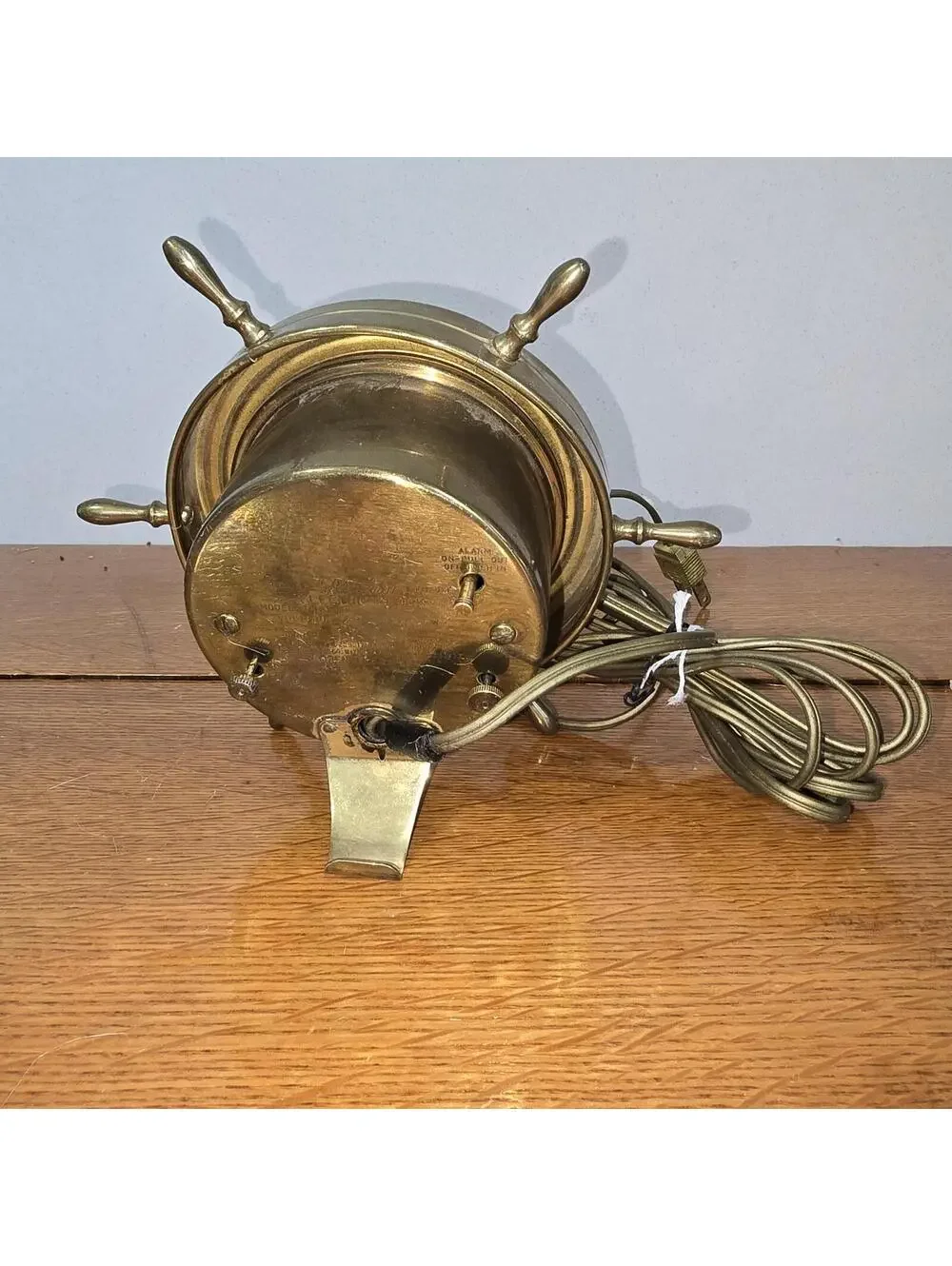 Vintage Telechron Resolute Ships Wheel Brass Clock 3H85 Electric Art Deco Works